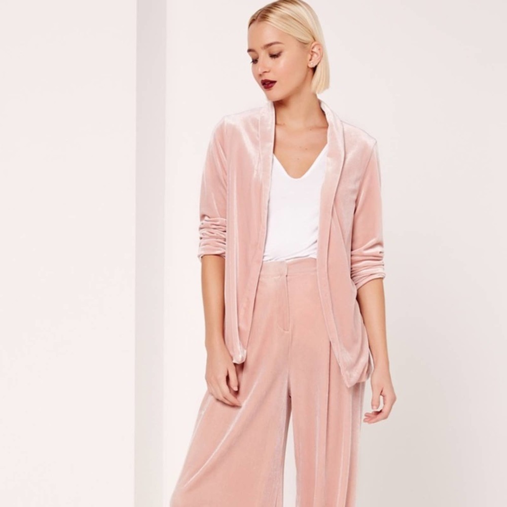 Missguided Pink Velvet Blazer Top Size 0